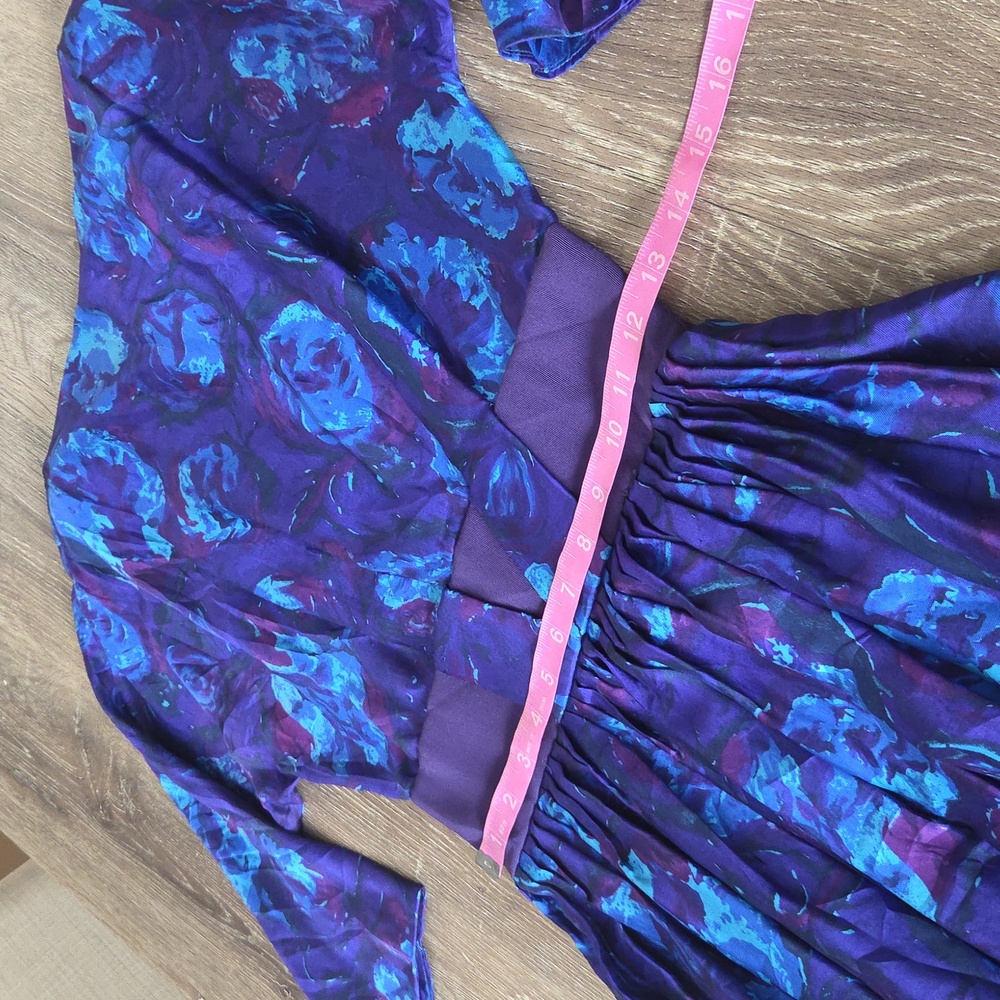 Vintage R&K Originals Floral Blue and Purple Floral Dress - Picture 7 of 10